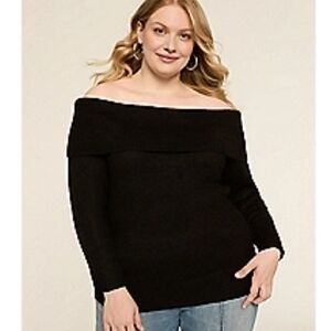 Lane Bryant Off-Shoulder Sweater in Black